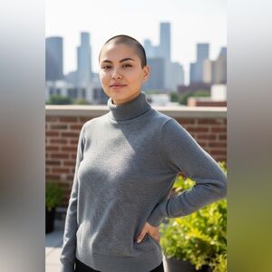 C by Bloomingdale’s 100% Cashmere Gray Turtleneck Sweater Size Small